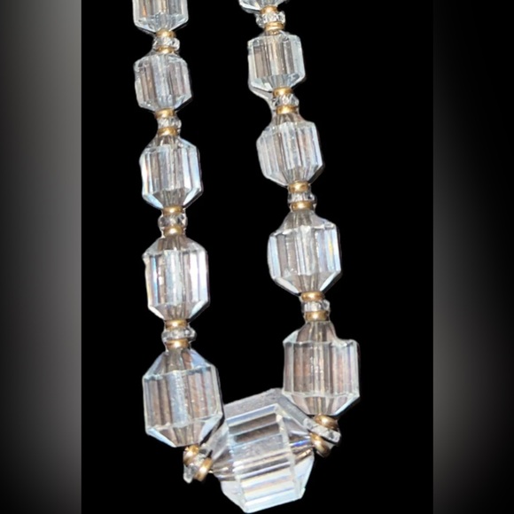 Crystal Quartz Cut Stone Octagonal Cylinder Bead 18”Necklace 14 Gf Clasp - Picture 2 of 8
